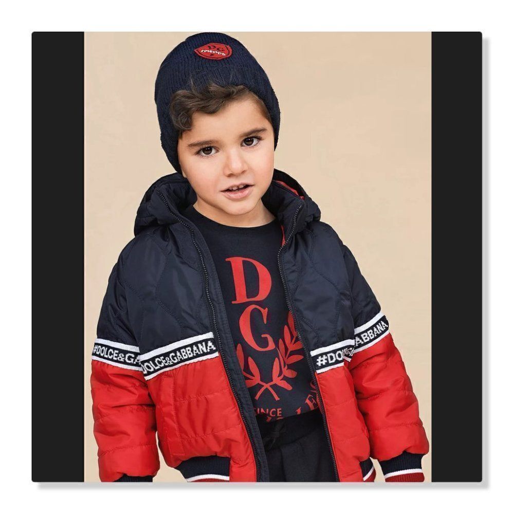 Dolce & Gabbana Kids Down Puffer Jacket - size 2 in Navy/Red